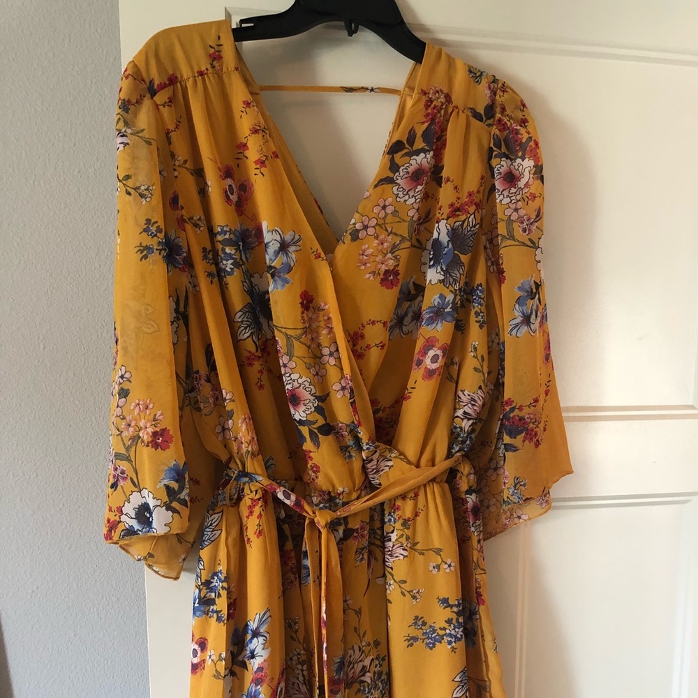 short yellow floral print romper